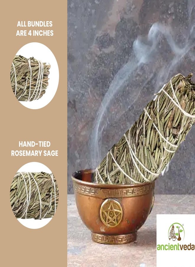 Ancientveda Ancient VEDA 4 Inch Rosemary Sage Sticks with Starter Guide, Floral Home Sage Organic for House Cleansing, Big Smudge Stick Bundle to Get Rid of Evil Spirits, House Blessing 3 Pack - Image 2
